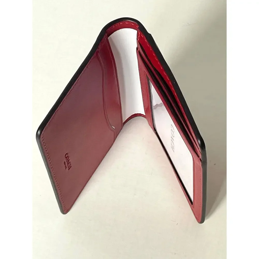 Coach CJ728 Mens Poppy Red Leather Bifold ID Wallet